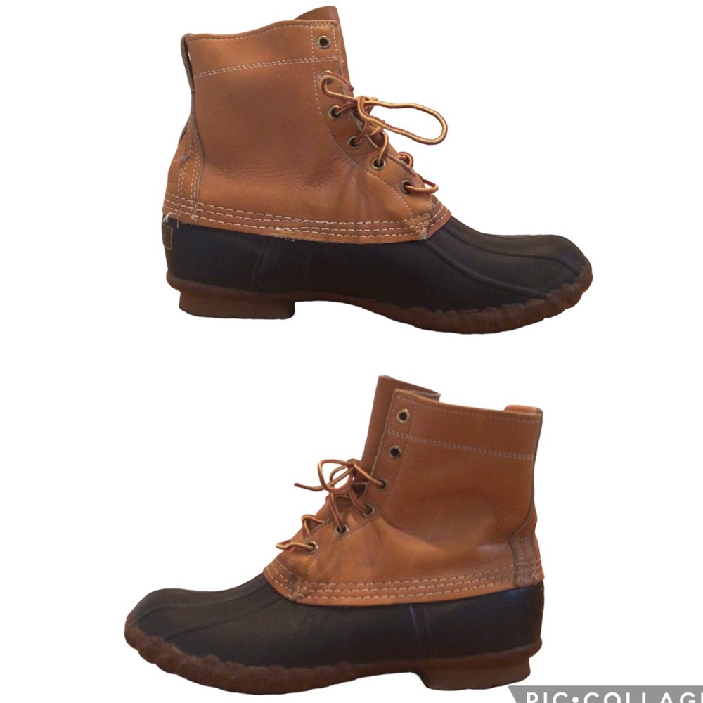 LL BEAN Men’s Vintage 8” Maine Hunting Boots, 6-eye, Leather,Size 9M, Brown, EUC